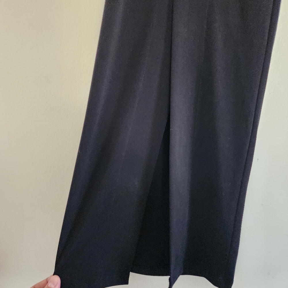 Clara Sunwoo Signature Liquid Knit Front High Slit Wide Leg Pants Black Size M - Picture 6 of 12